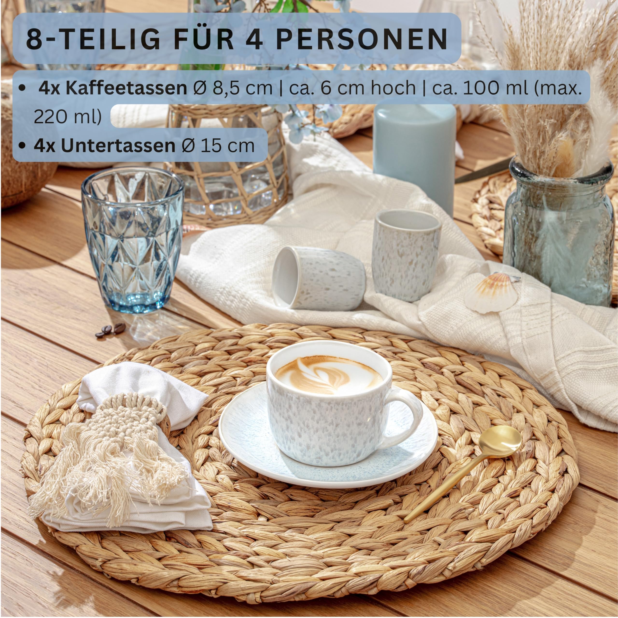 Shakira Amazing Beach Keramik-Kaffeetasse + Holz-Untersetzer Geschenkset – 325 Ml, Spülmaschinenfest