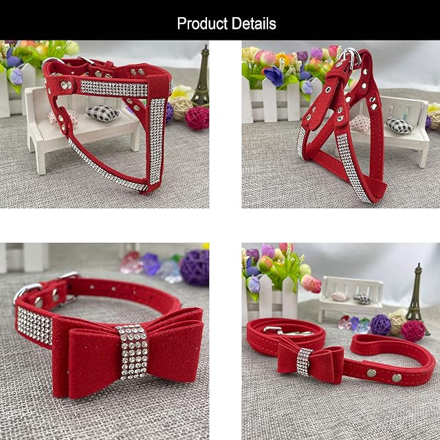 Foto 5 de 6 de Newtensina Conjuntos de Collar y arnés y Correa para Perro Bowtie Cuello cómodo y Suave para Cachorro…