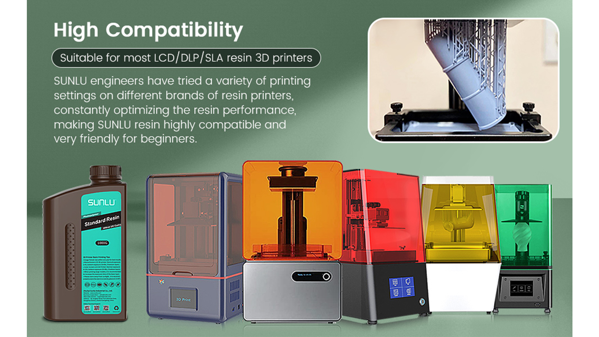 Image of SUNLU 3D Printer Resin 1kg, Fast Curing Standard 3D Resin for LCD DLP SLA 3D Printers, 395 to 405nm UV Curing 3D Printing Liquid Photopolymer Resin, Low Shrinkage, High Precision, 1000g, Clear