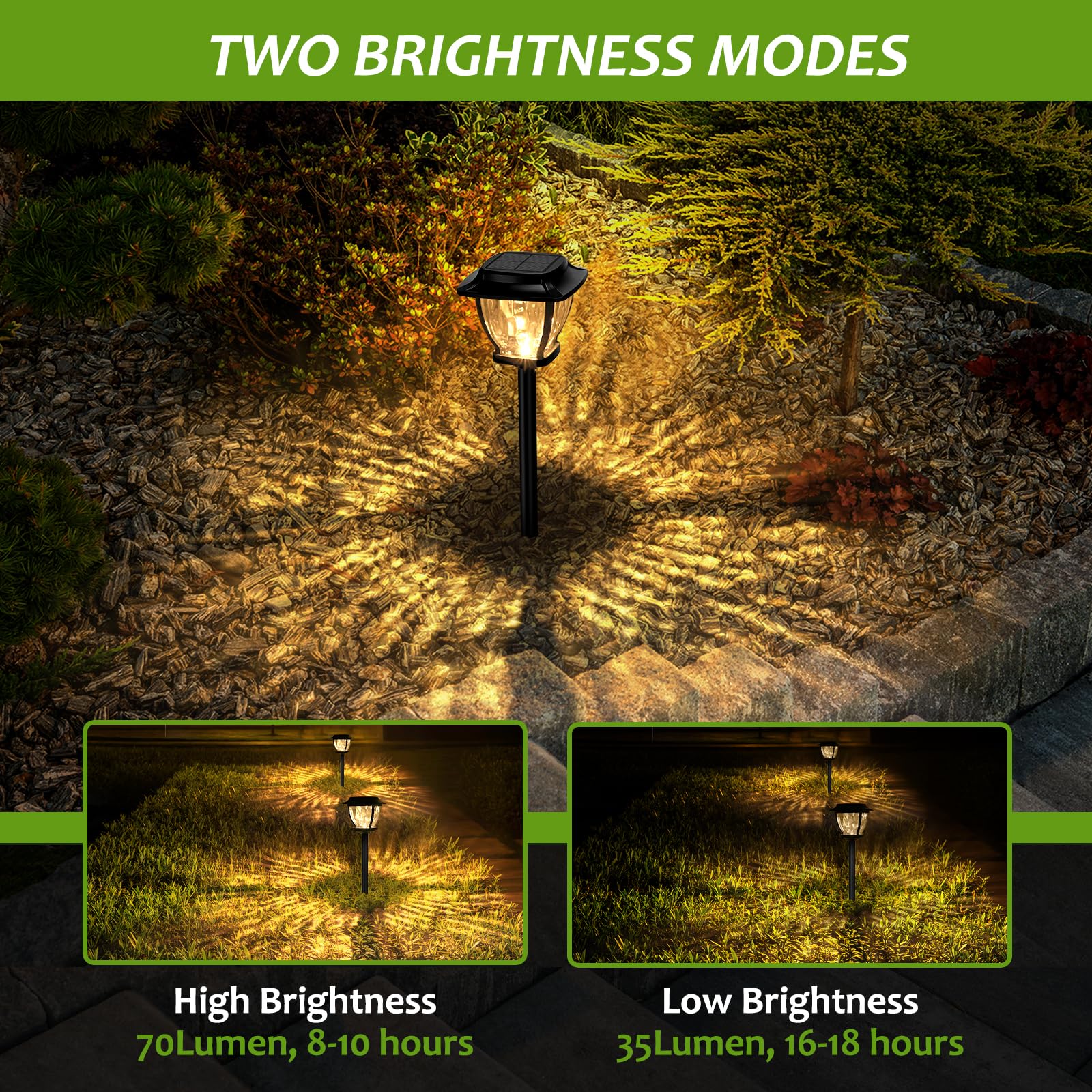 TOSHIN Solarleuchte für den Außenbereich, Garten, wasserdicht, LED, Solarlicht, für den Außenbereich, für Terrasse, Rasen, Garten, Allee, Wege, 2 Stück (warmweiß)