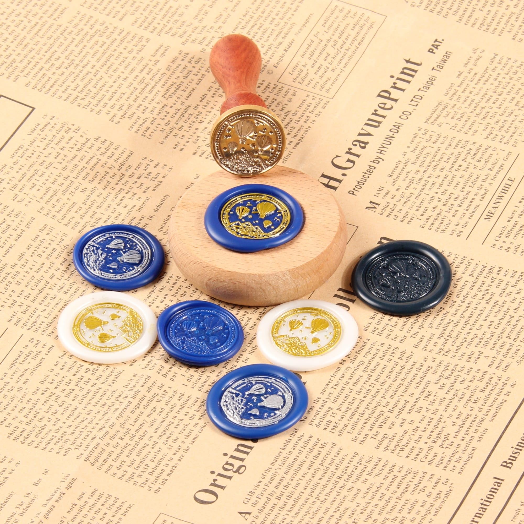 Wachs-Siegel-Stempel-Set Mit Heißluftballon-Muster – Vintage Relief-Stempel Für Briefe, Einladungen & Geschenke