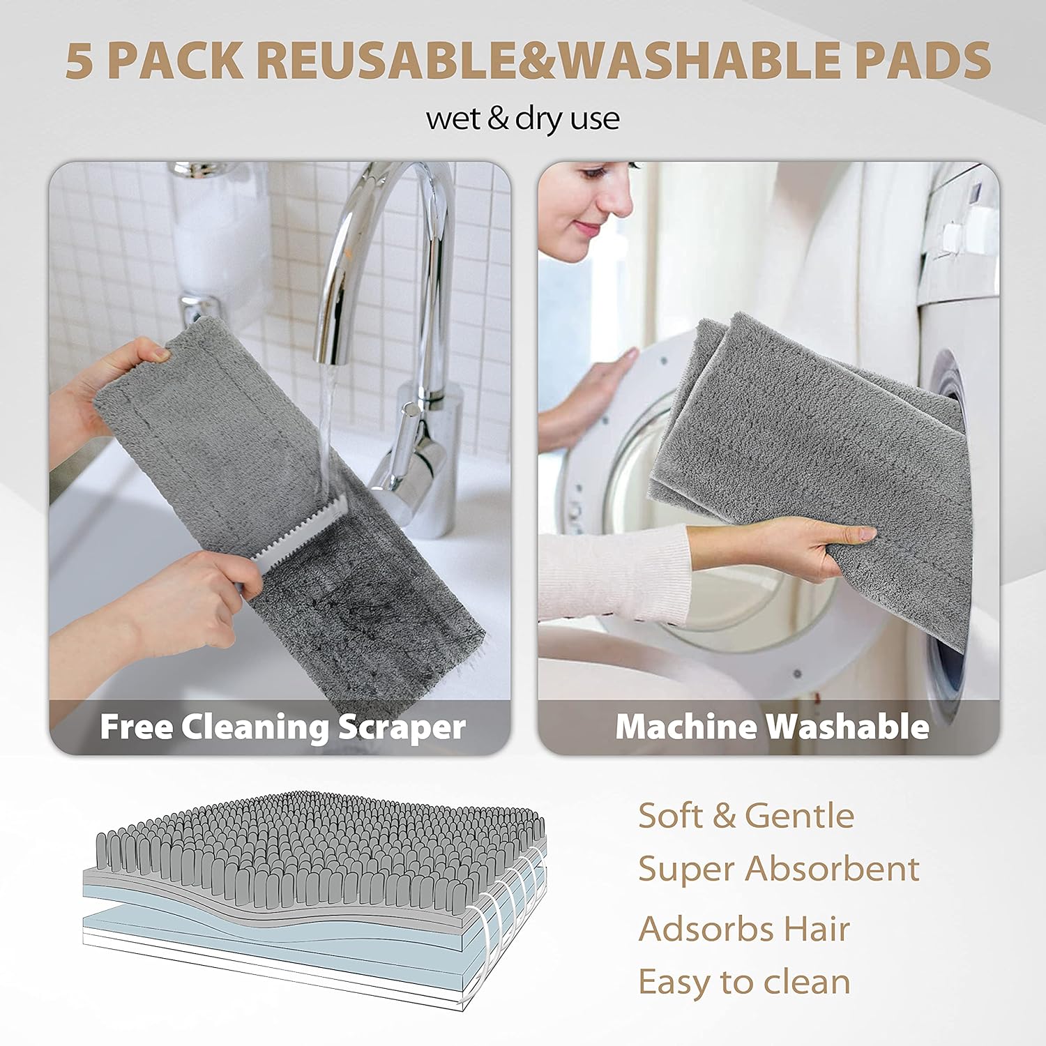 Crаzу Dеаlѕ VAIIGO Professional Microfiber Hardwood Floor Mop, Flat Mops with 5 Pieces Reusable Washable Pads for Home and Office Wet or Dry Floor Cleaning