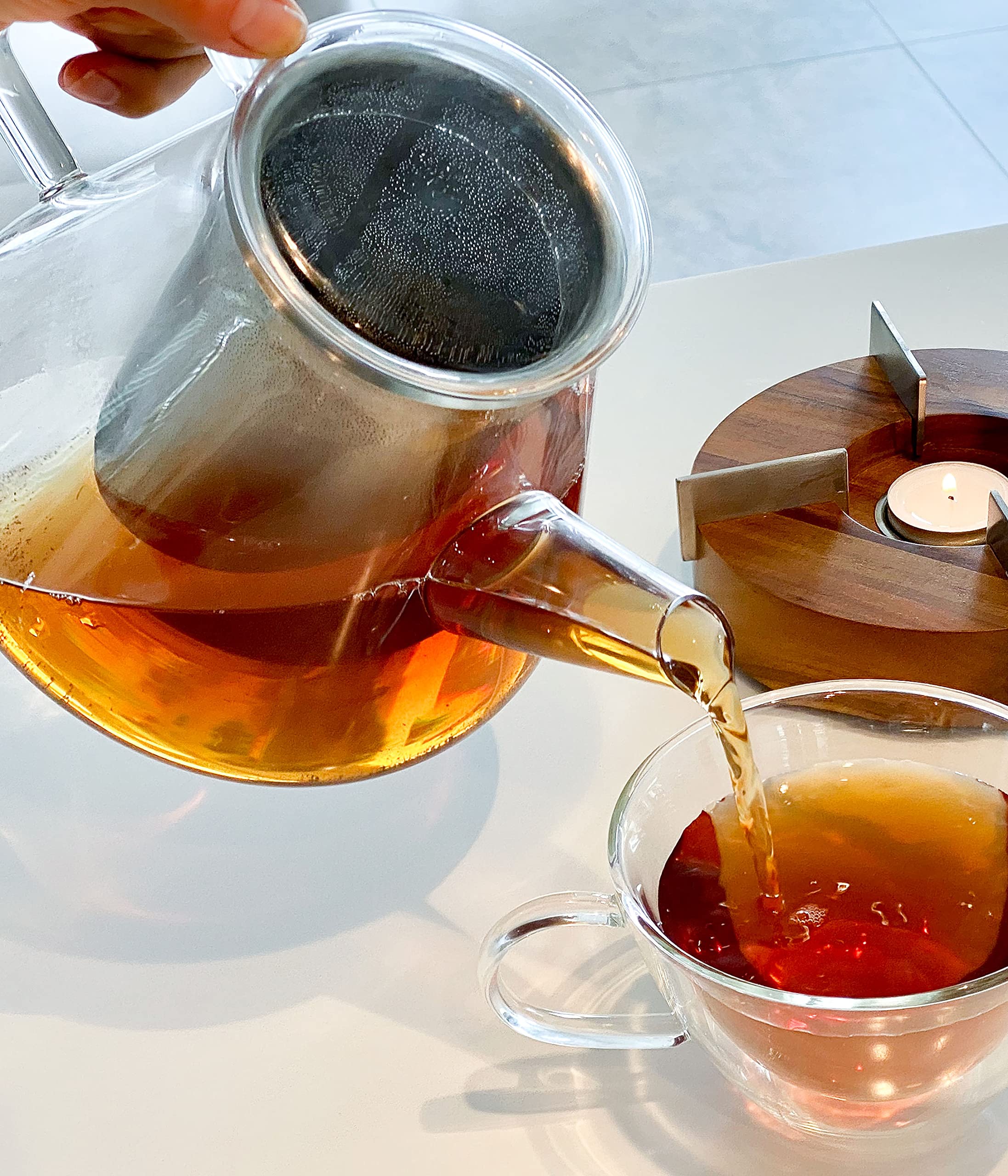 AdHoc TK50 Teekanne 1,5 l mit Filter für losen Tee ORIENT+, Glas/Edelstahl
