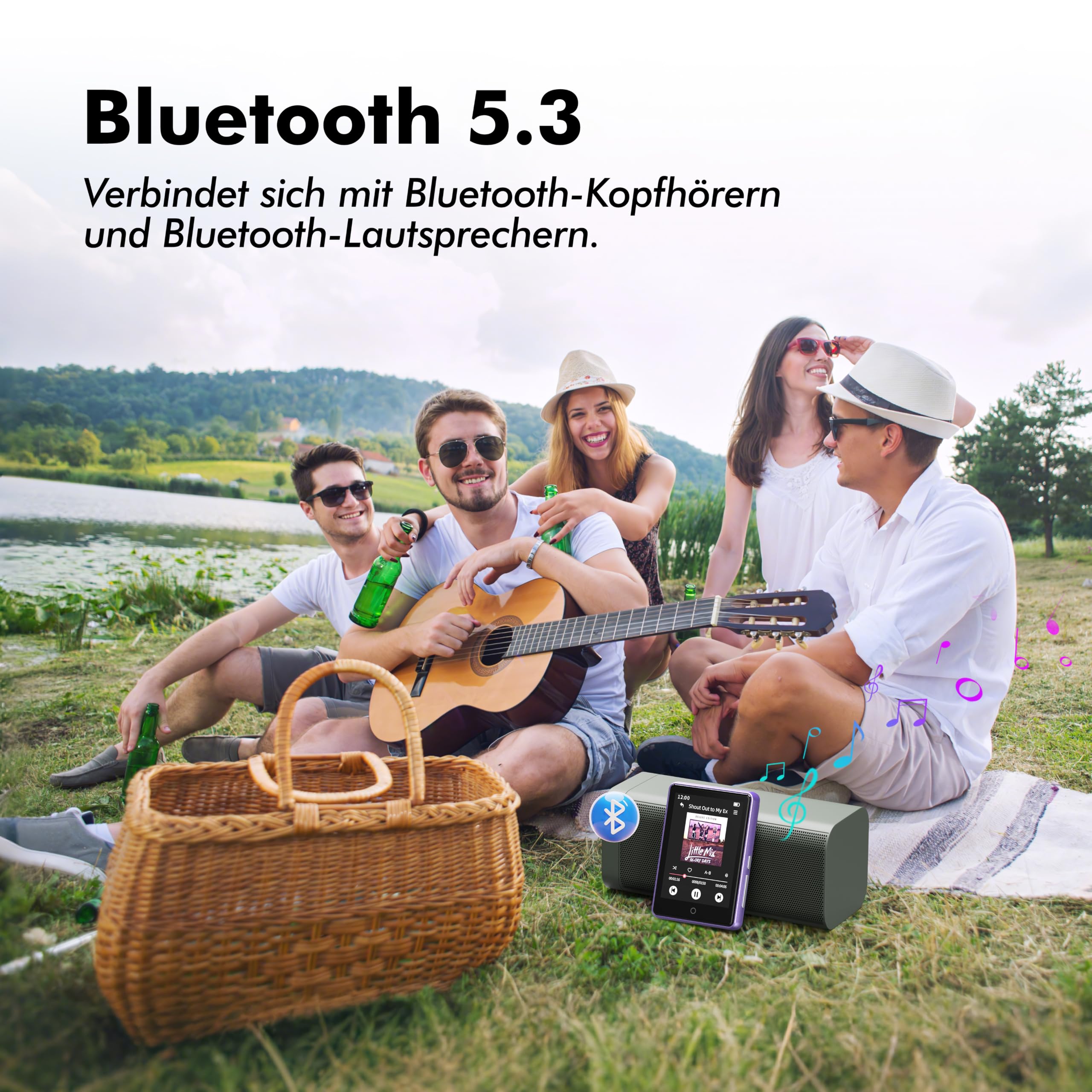 32GB MP3 Player mit Bluetooth 5.3, tragbarer MP3-Player mit Lautsprecher