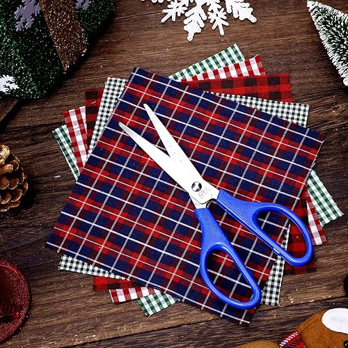 Miniatura 5 de Paquete de manualidades de tela navideña, cuadrados de tela de retazos hechos en casa de Navidad, tela a cuadros, cuadros de tela a cuadros,