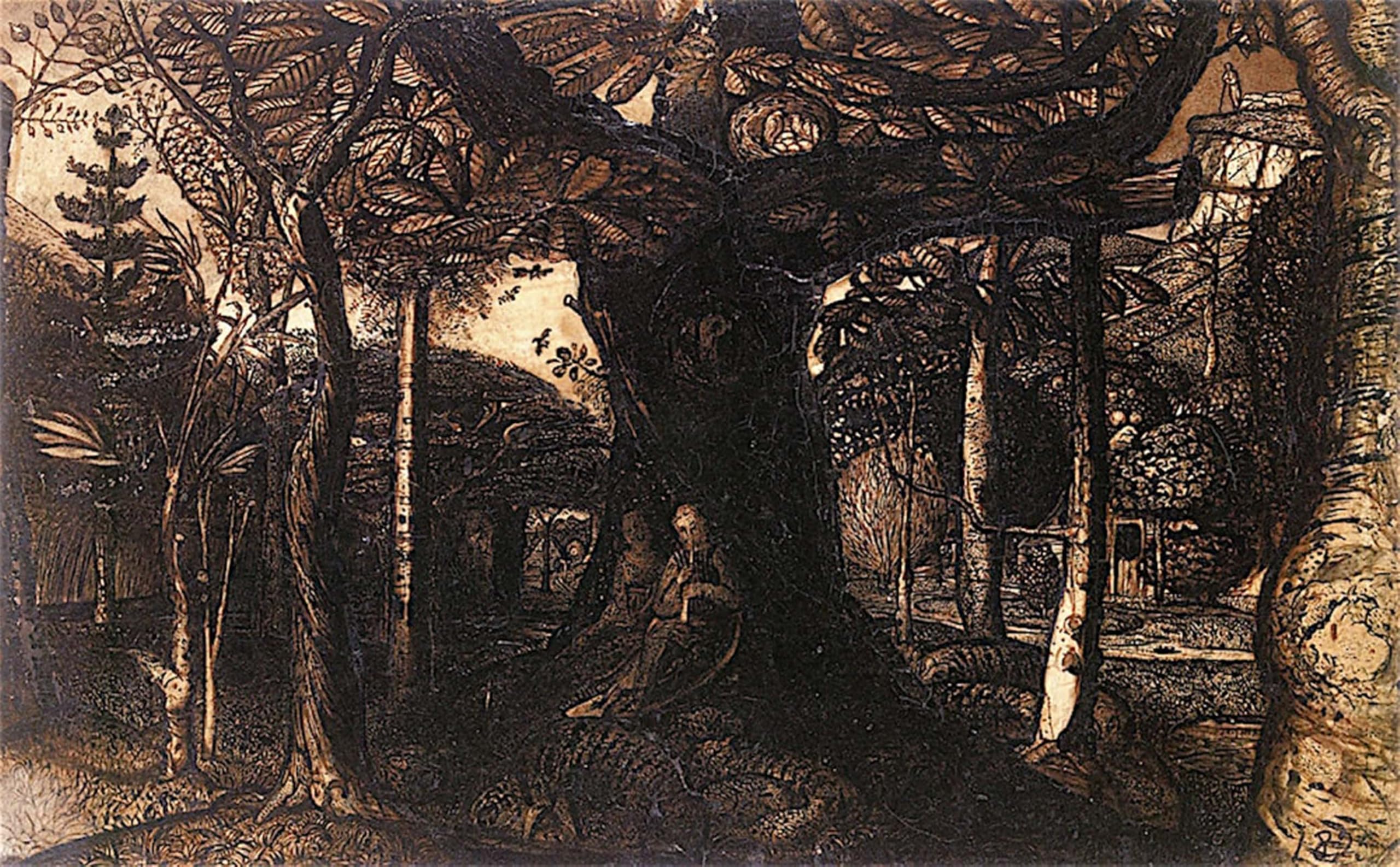 ARTXLXXBN Famous Painting Canvas Artwork Graffiti Print the Skirts of a Wood by Samuel Palmer Portrait Canvas Image for Home Decor 60x90cm