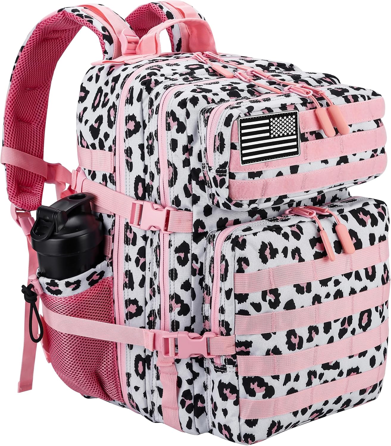 LHI Military Tactical Backpack for Men and Women 45L Army 3 Days Assault Pack Bag Large Rucksack with Molle System Blush Pink