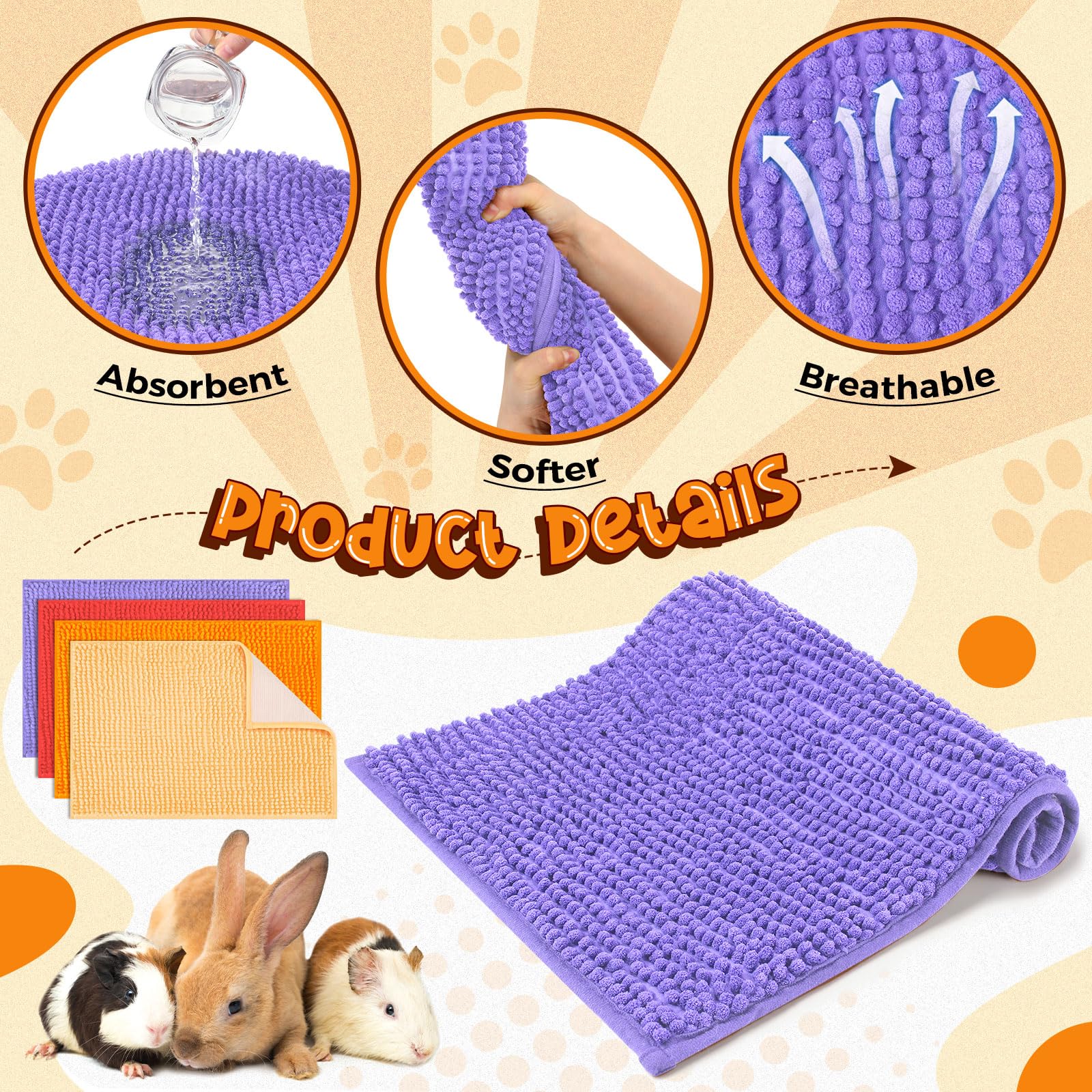 Thumbnail for Reusable Cage Liner Hamster Bedding Guinea Pig Cage 2 Pack Liners