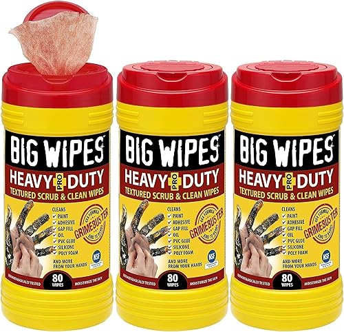 BIG WIPES Toallitas de limpieza con textura industrial de alta resistencia (80 unidades (paquete de 3), resistentes)