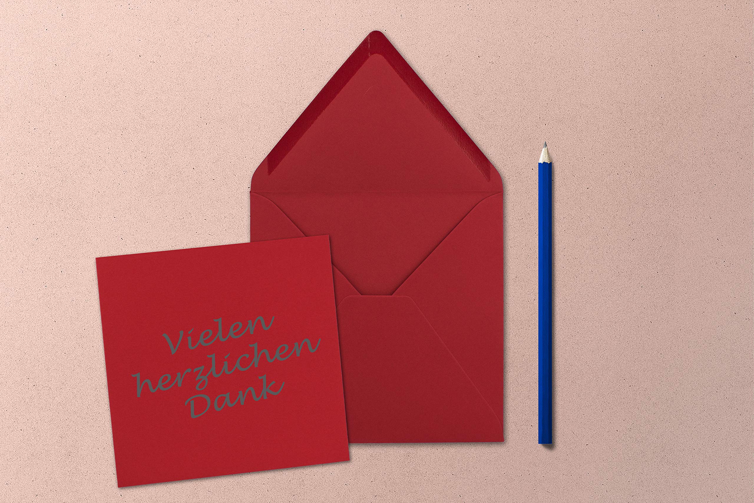 FarbenFroh® by Gustav Neuser® Pack of 25 Simple Cards Square 15 x 15 cm with Envelopes in Red Rose for Greeting Cards etc - Image 2