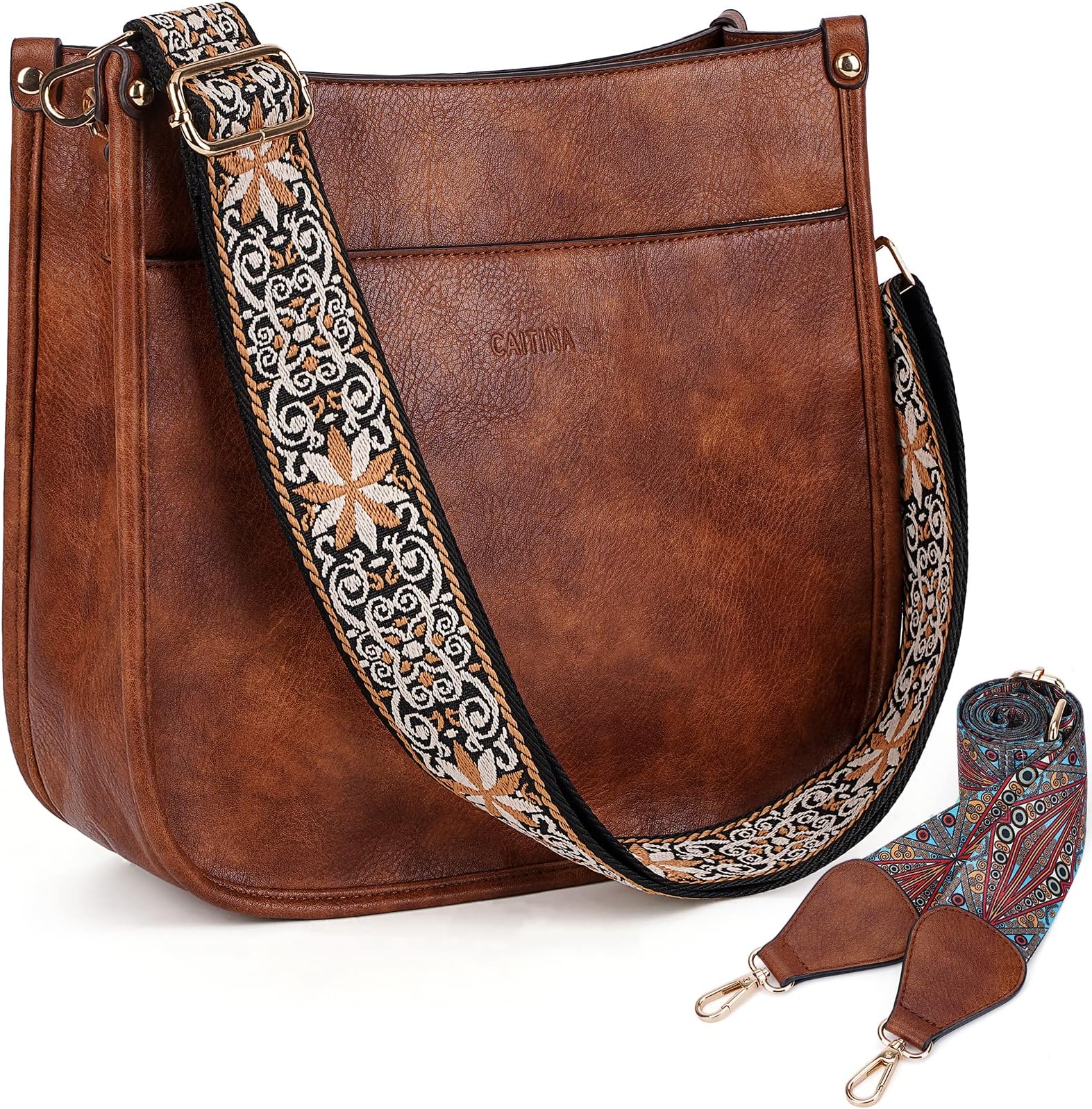 Crossbody Bag Women Vegan Leather Hobo Handbag Trendy Crossbody Shoulder Bag Purses For Women with 2 Adjustable Strap