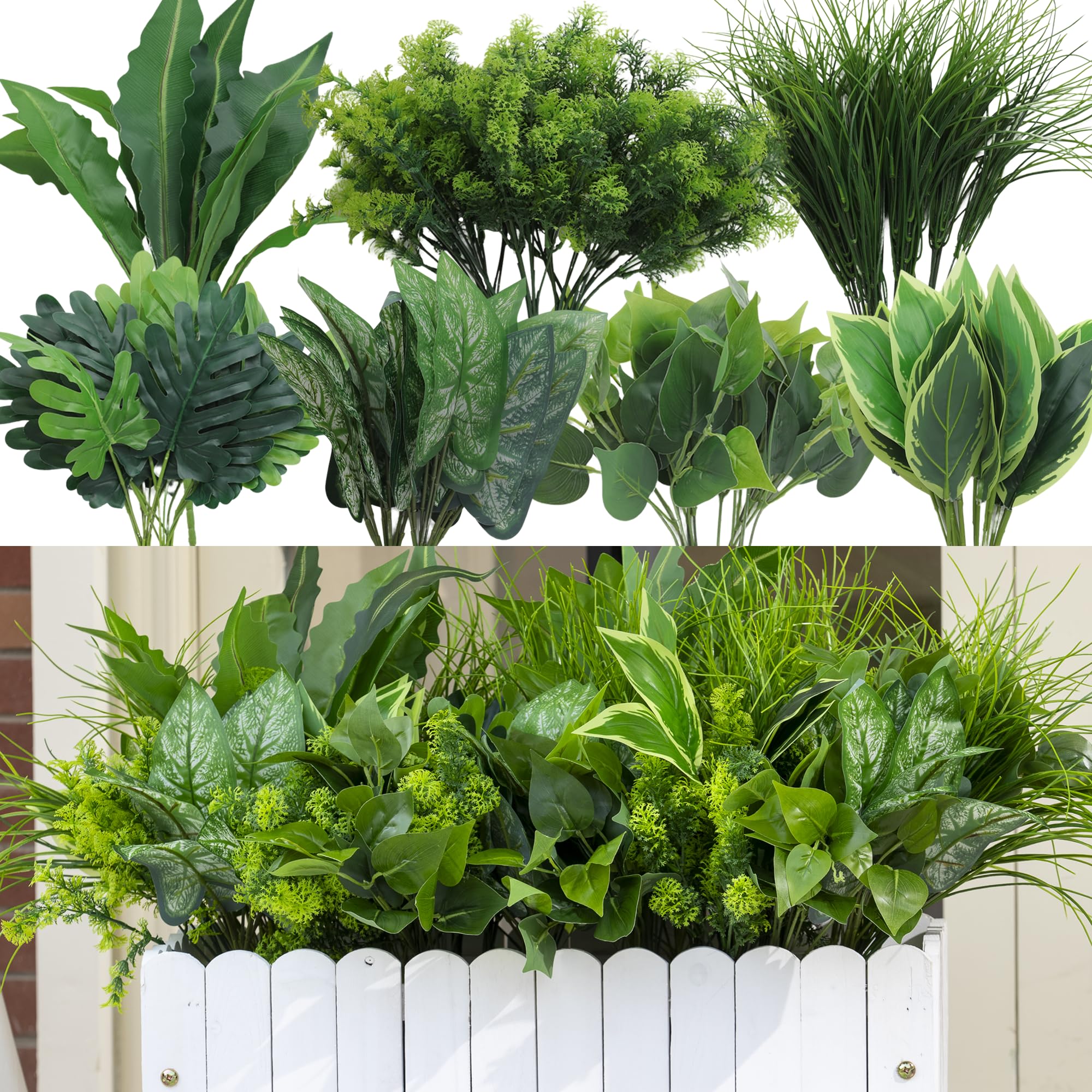 Green Moon 18 Bundles Artificial Plants Outdoor