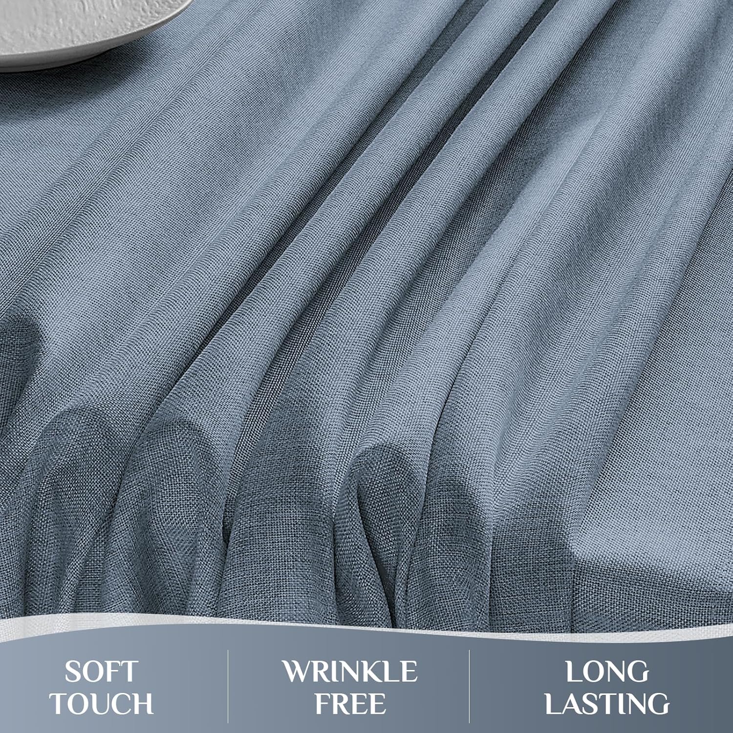 Softalker Large Blue Tablecloth Rectangular 104 x 60 Inch Linen Textured Outdoor Table cloth Stain and Wrinkle Resistant Table Cover for Spring,Easter,Summer,Party,Garden,Coffee Vintage Decor Tabletop