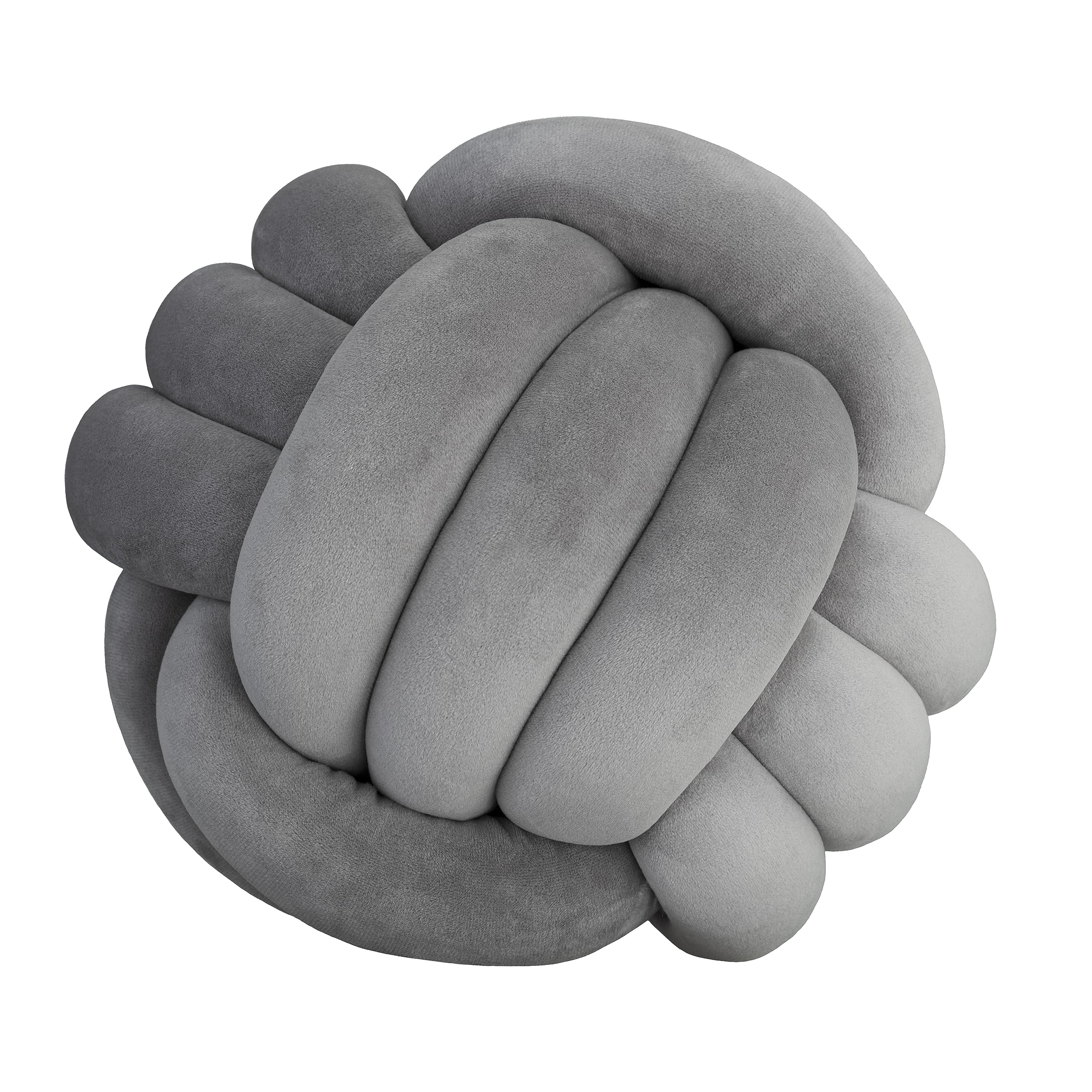 CREATIVE - DECO Knot Ball Plush Spandex Storm Grey | Knotted Round Pillow, Round Throw Pillow, Soft Home Decorative Pillows, Knot Ball for Living Room, Bed, Couch, Sofa (GREY)