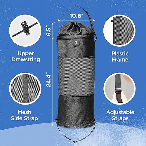 Miniatura 6 de Bote de basura para barco, bolsa de malla plegable a prueba de fugas de 10 a 13 galones, bolsa portátil multiusos para kayaks, cámperes, caravanas y