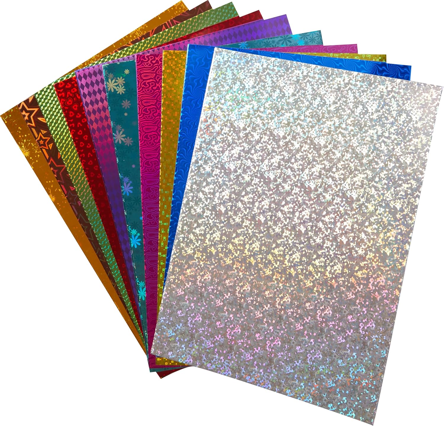 Springboard A4 Holographic Card Sheets - 230gsm Cardstock for Card Making - Holographic Card Compatible w/Die-Cutting Machines - Sparkly Craft Supplies - Silver (Abstract) - 10-Pack