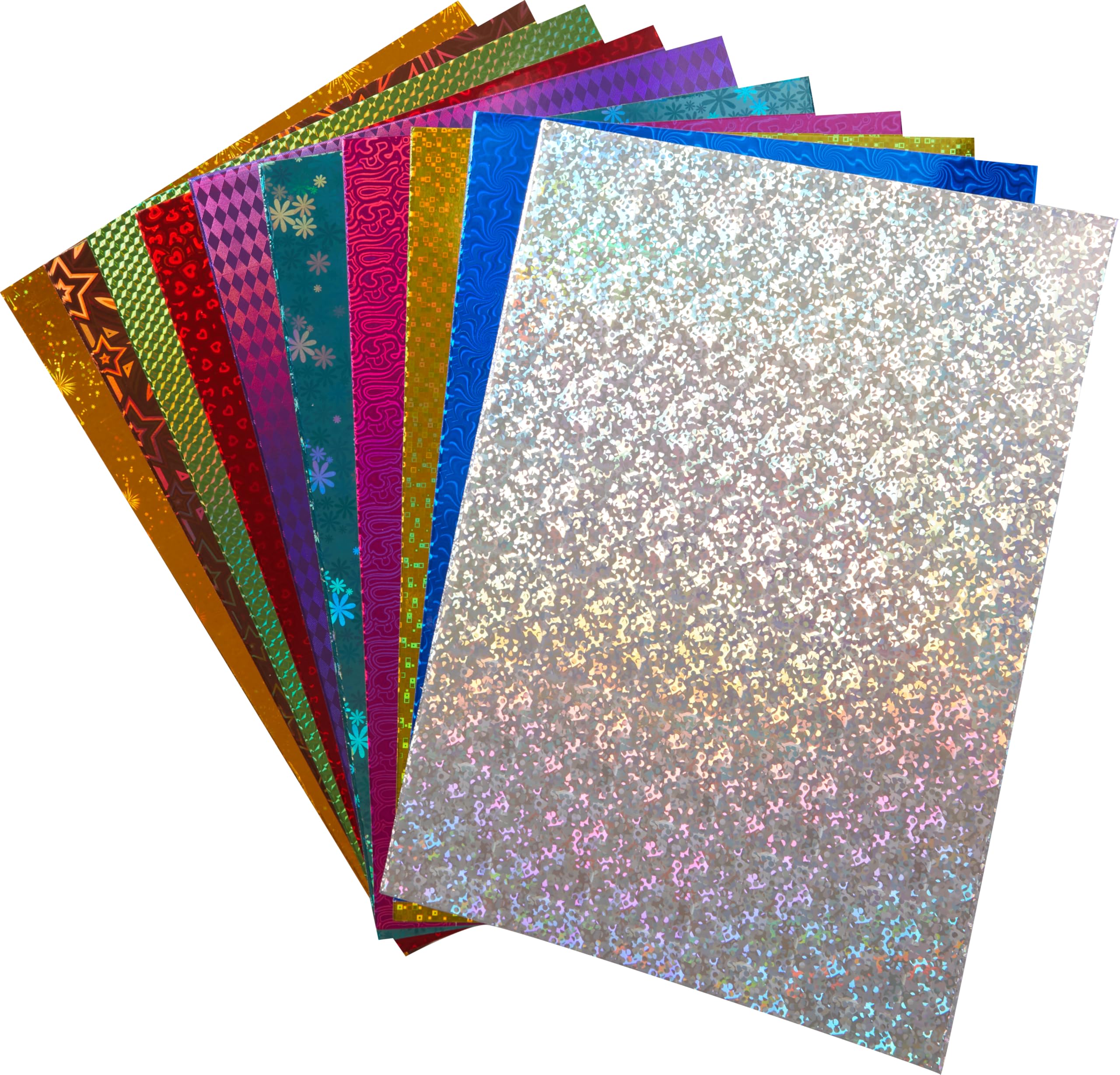 Springboard A4 Holographic Card Sheets - 230gsm Cardstock for Card Making - Holographic Card Compatible w/Die-Cutting Machines - Sparkly Craft Supplies - Assorted - 10-Pack
