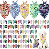 Sanwuta 100 Pack Paisley Dog Bandanas Bulk - Washable Triangle Pet Scarves for Small Medium Large Dogs Cats Grooming Gifts