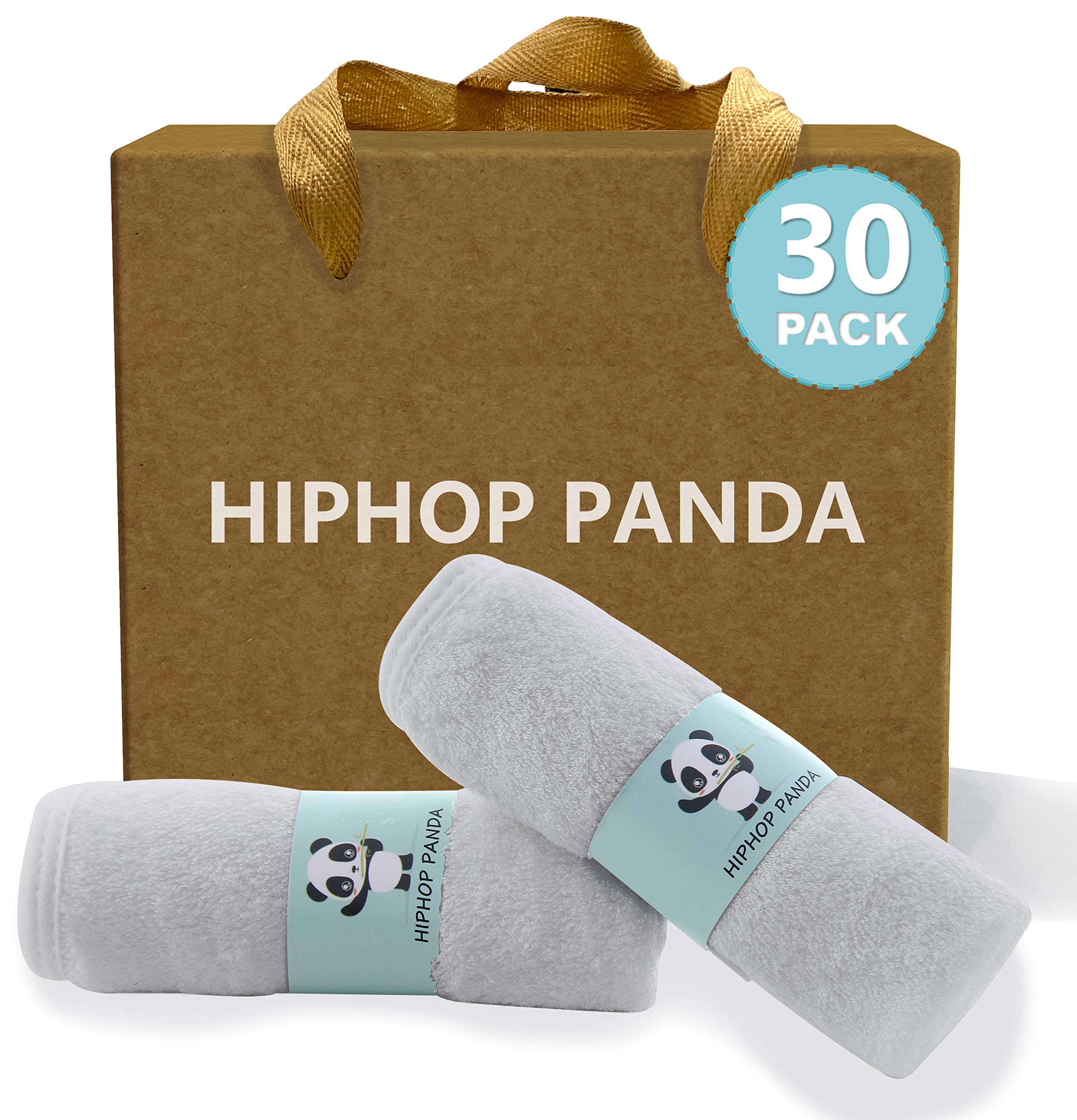 HIPHOP PANDA Baby Washcloths, Rayon Made from Bamboo - 2 Layer Ultra Soft Absorbent Newborn Bath Face Towel - Reusable Baby Wipes for Delicate Skin -