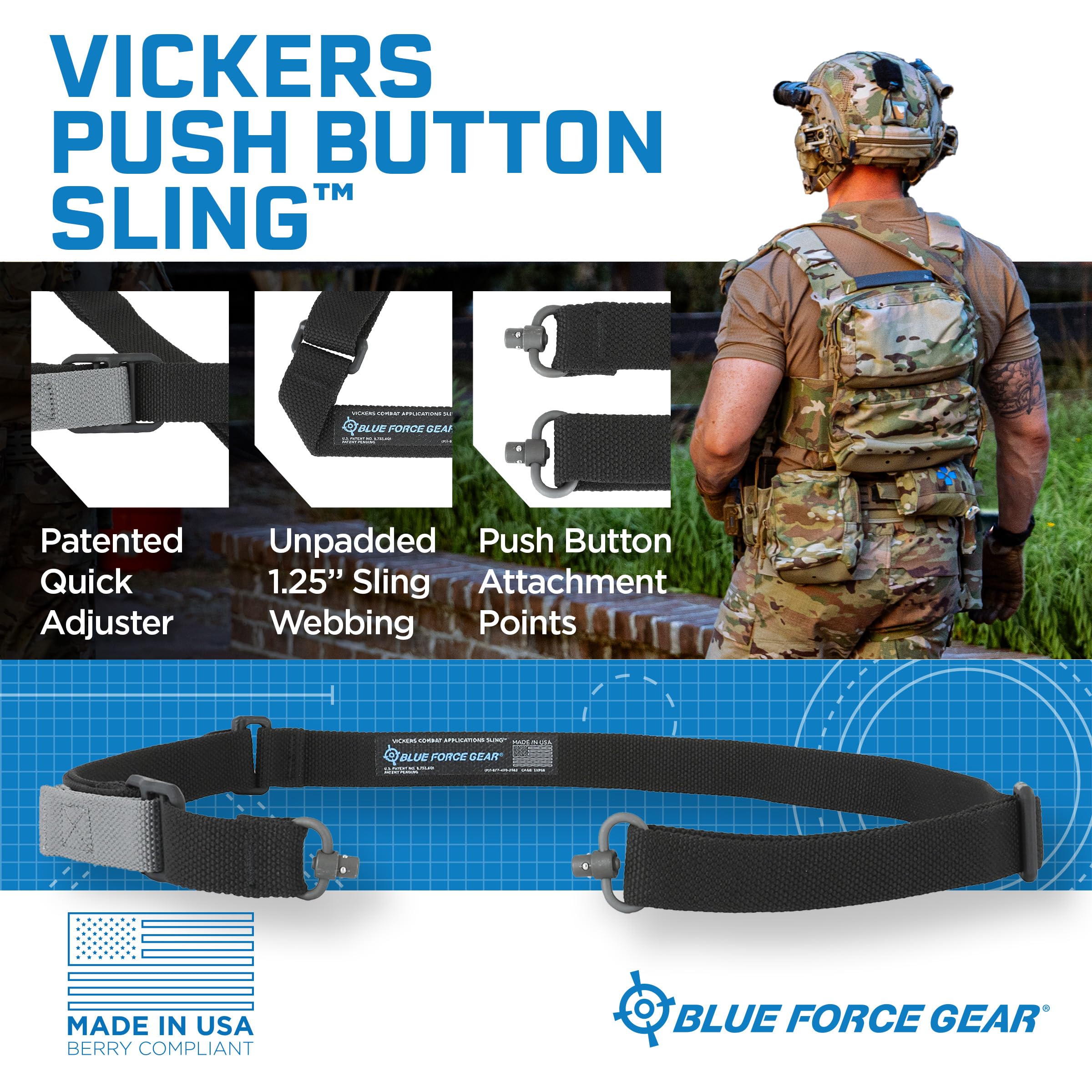 Amazon.com : Blue Force Gear Push Button Sling - 2-Point