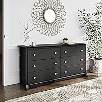 Vista 2 de Prepac Sonoma Cómoda doble de 6 cajones para dormitorio, cómoda ancha, muebles de dormitorio tradicionales, 59 pulgadas de ancho x 17.5 pulgadas