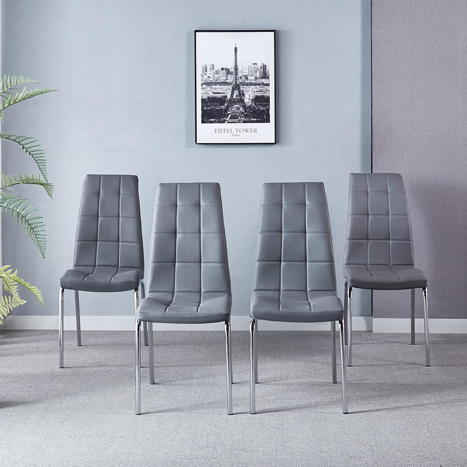 Amazon.com - KUVADAZ Dining Chairs Set of 4, Modern Lattice Design Faux ...