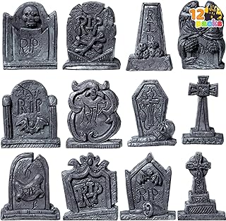 JOYIN 12 Pcs Halloween Miniature Tombstones Graveyard Decorations Outdoo...