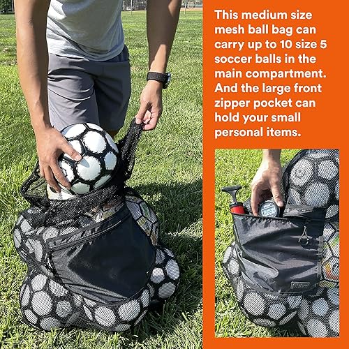 Miniatura 8 de Fitdom Bolsa de malla extra grande y resistente. Lo mejor para pelota de fútbol, deportes acuáticos, ropa de playa, equipos de natación. Correa de