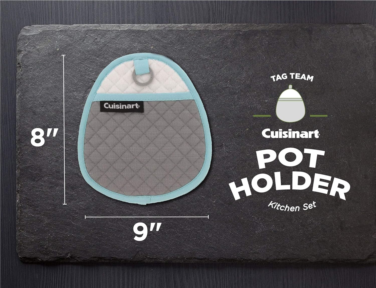 Cuisinart Quilted Silicone Pot Holders and Oven Mitts with Soft Insulated Pockets, 2pk - Heat Resistant Hot Pads, Potholder, Trivets with Non-Slip Grip to Safely Handle Hot Cookware - Drizzle Grey: Home & Kitchen