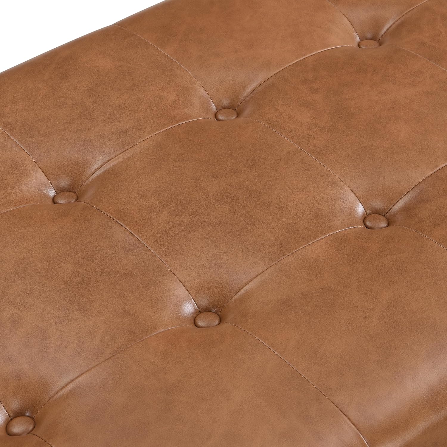 Christopher Knight Home Penley Modern Faux Leather Upholstered Ottoman Coffee Table, Wooden Rectangular Cocktail Ottoman, Living Room Sofa Footstool, Brown+Walnut