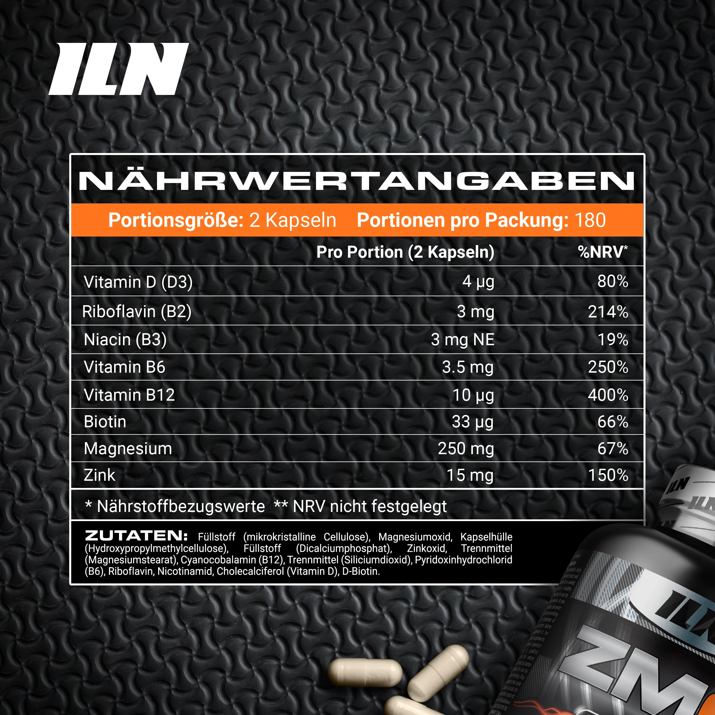 ZM6 Zink Magnesium Kapseln - Zink hochdosiert mit Vitamin B6 - Magnesium Komplex für normale Muskelfunktion - 360 vegane Kapseln