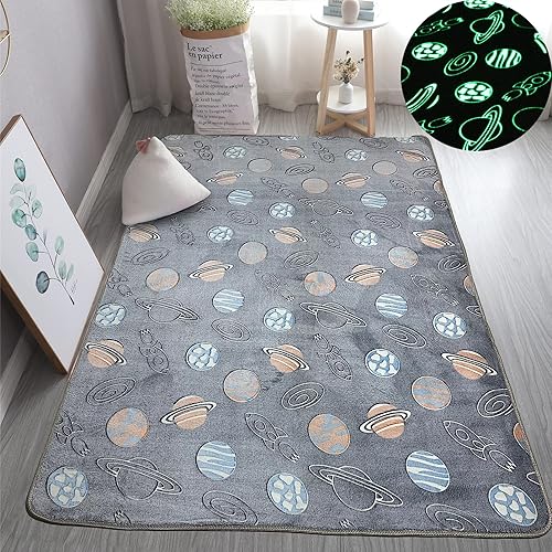 Miniatura 15 de Alfombra luminosa que brilla en la oscuridad para dormitorio, sala de estar, única, suave, lavable, moderna, alfombra de interior para dormitorio