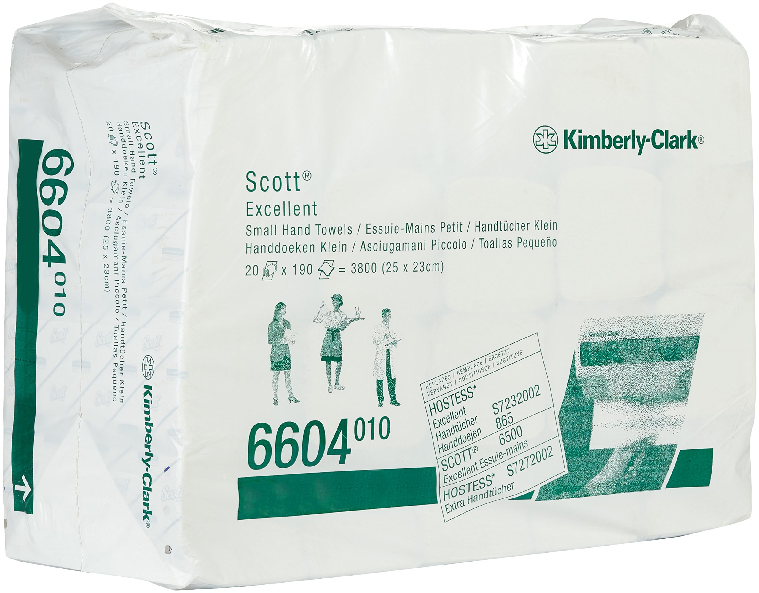 Scott Excellent Toallas secamanos interplegadas 6604 - 190 hojas de 2 capas blancas por paquete (la caja contiene 20 paquetes)