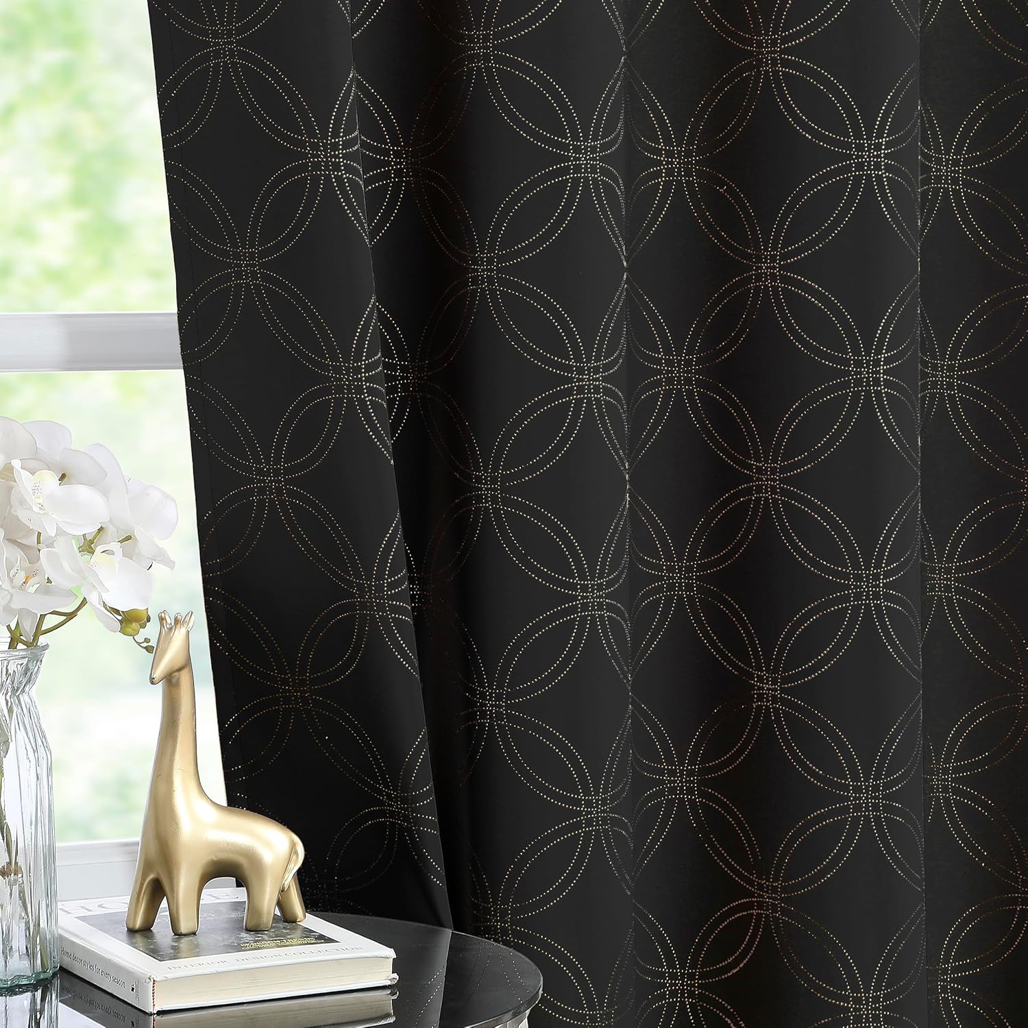 Print Bedroom Curtains 95 Inches Long 100% Blackout Window Curtain Panels Moroccan Geo Metallic Thermal Insulated Drapes Grommet Top Window Treatment Sets, 52 by 95 Inch, Grey/Silver(2 Panels)