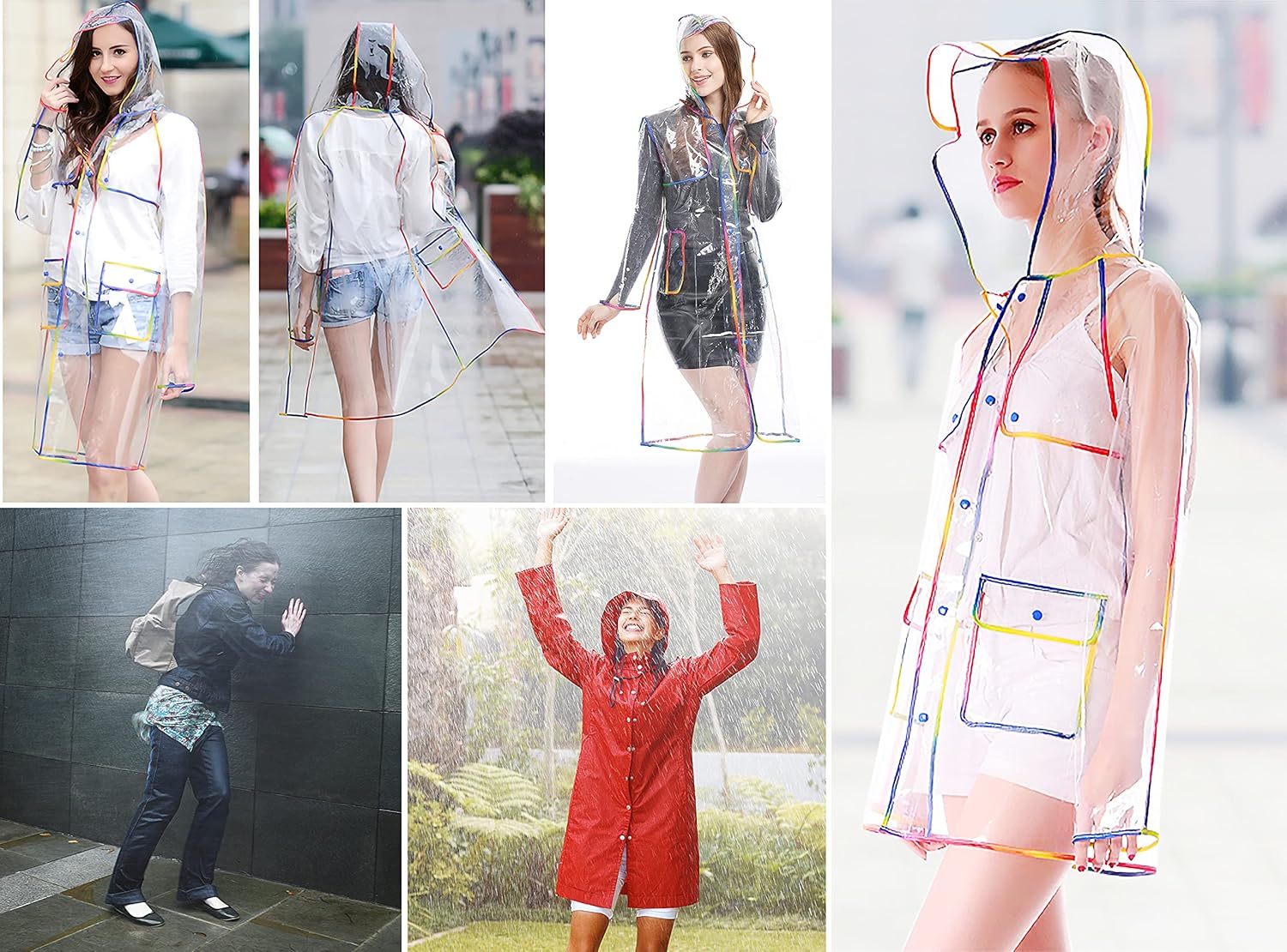 Bienvenu Transparent Raincoat for Women Rain Ponchos for Adult Waterproof Rain Jackets - Image 5