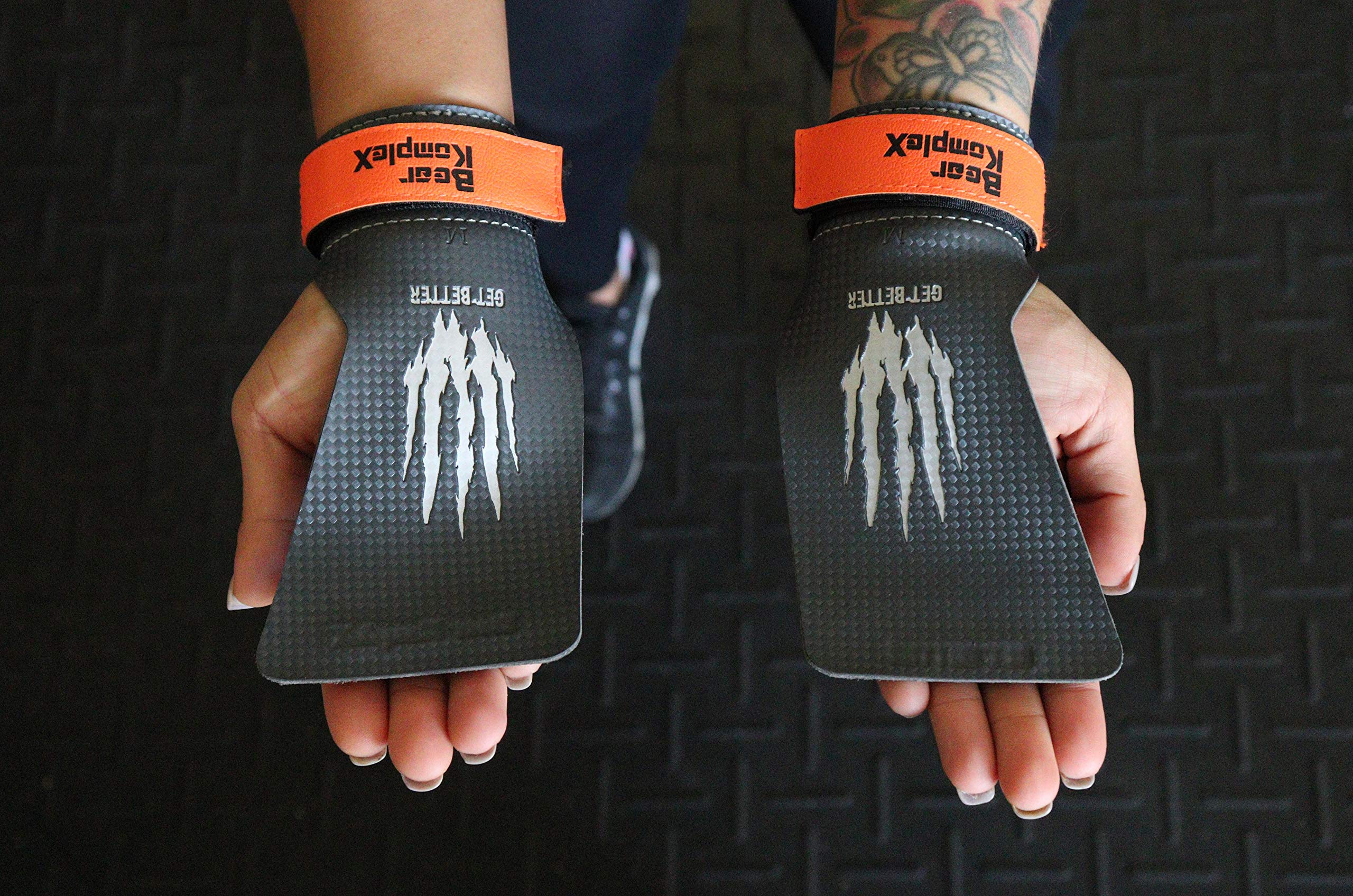 Bear KompleX Carbon No Hole Speed Hand Grips For PullUps, Weightlifting, Wods With Wrist Straps
