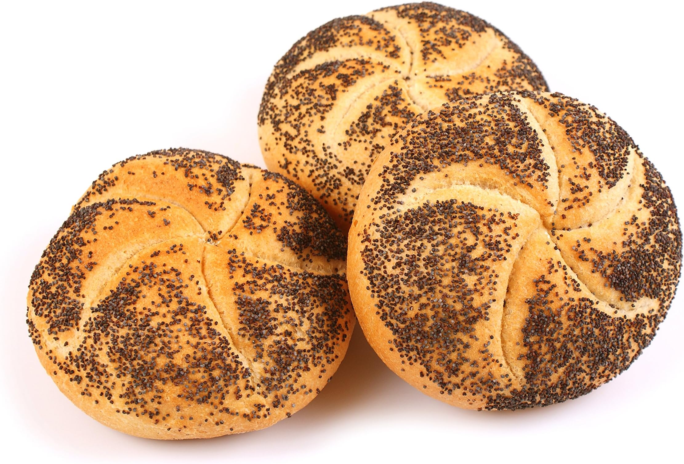 Mohnbroetchen Poppy Seed x 3 rolls per pack.
