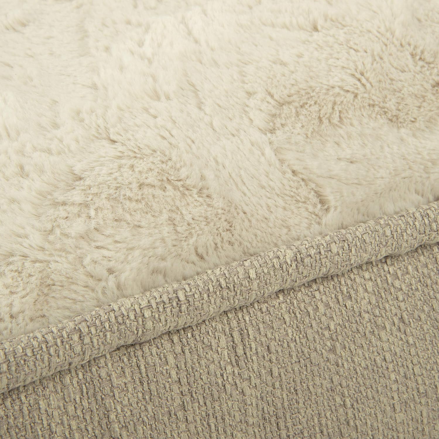 Sterling Tufted Square Extra Deep Luxury Pillow Pet Bed with Machine Washable Cover Woven Linen Beige, Extra Large