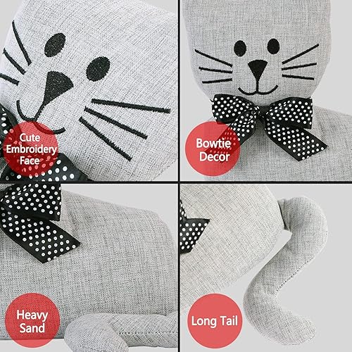 Vista 63 de Lindo tope de puerta decorativo para el hogar y la oficina, topes de puerta de piso, protectores de pared pesados de tela con peso animal, gato café