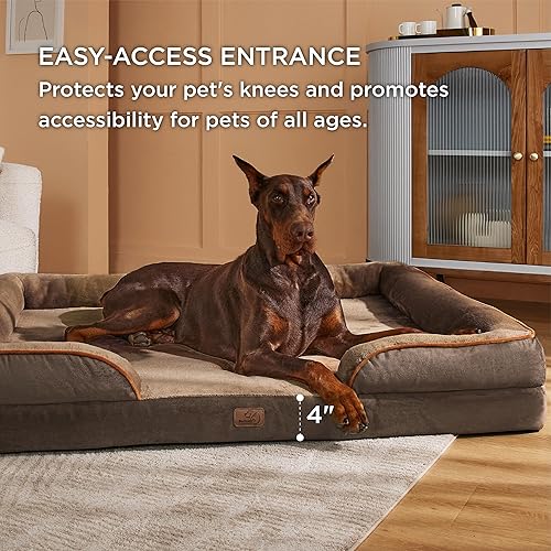 Vista 237 de Bedsure - Cama ortopédica extragrande para perros, sofá cama impermeable para perros extragrandes, espuma de soporte con funda extraíble y lavable
