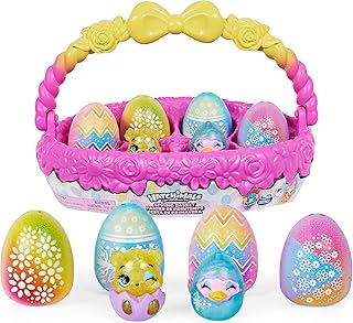 Hatchimals CollEGGtibles, Spring Toy Basket with 5 Hatchimals and 3 Pets, Easter Gift for Kids 5 and up