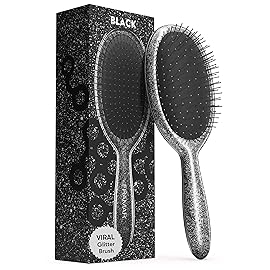 FRAMAR Glitter Hair Brush Detangler, Detangling Hairbrush For Women, Wet Hair Brush For Girls, Hair Detangler Brush, Wet Hairbrush, Hairbrushes, Girls Hairbrush Detangler, Reduces Frizz - Black