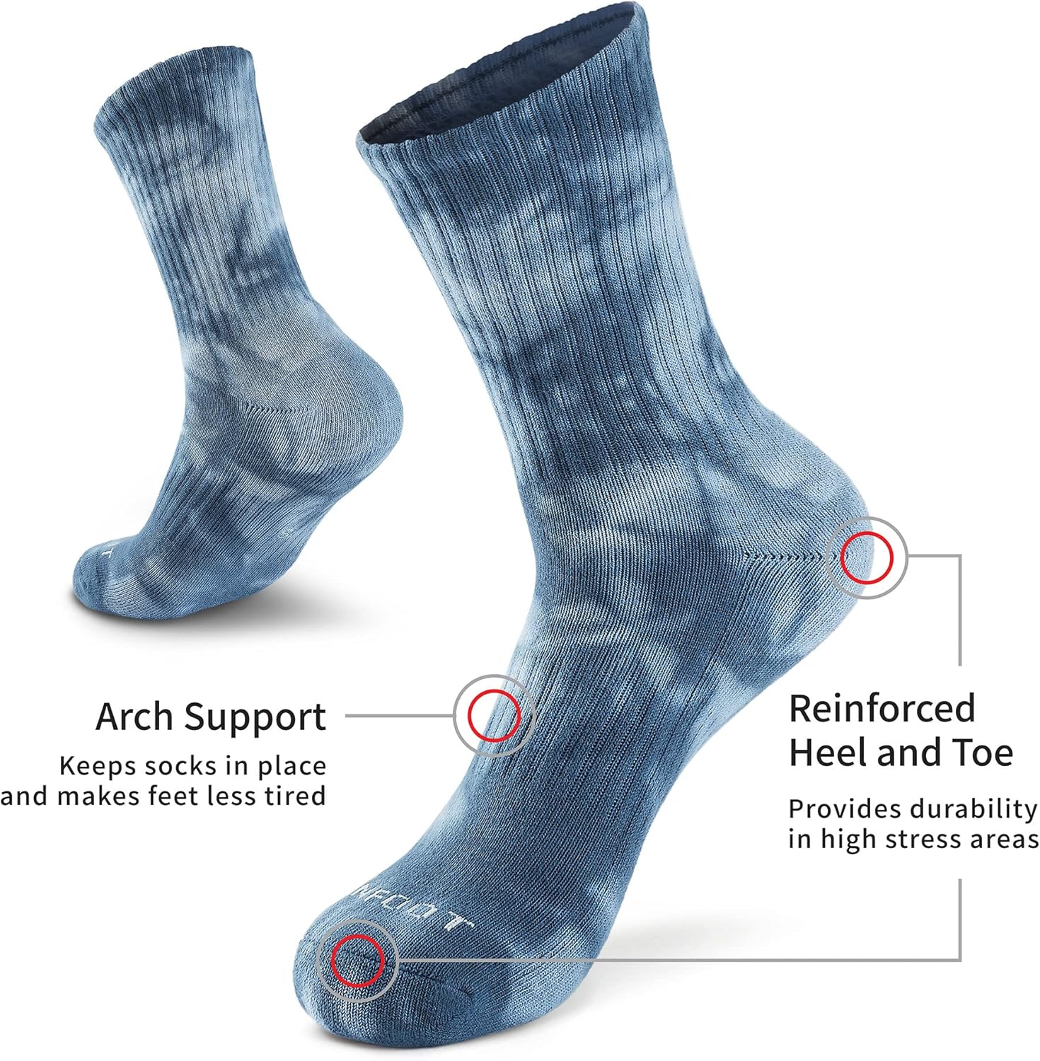 MONFOOT Women's and Men's 3-8 Pairs Athletic Cushion Crew Socks Multi - Image 3