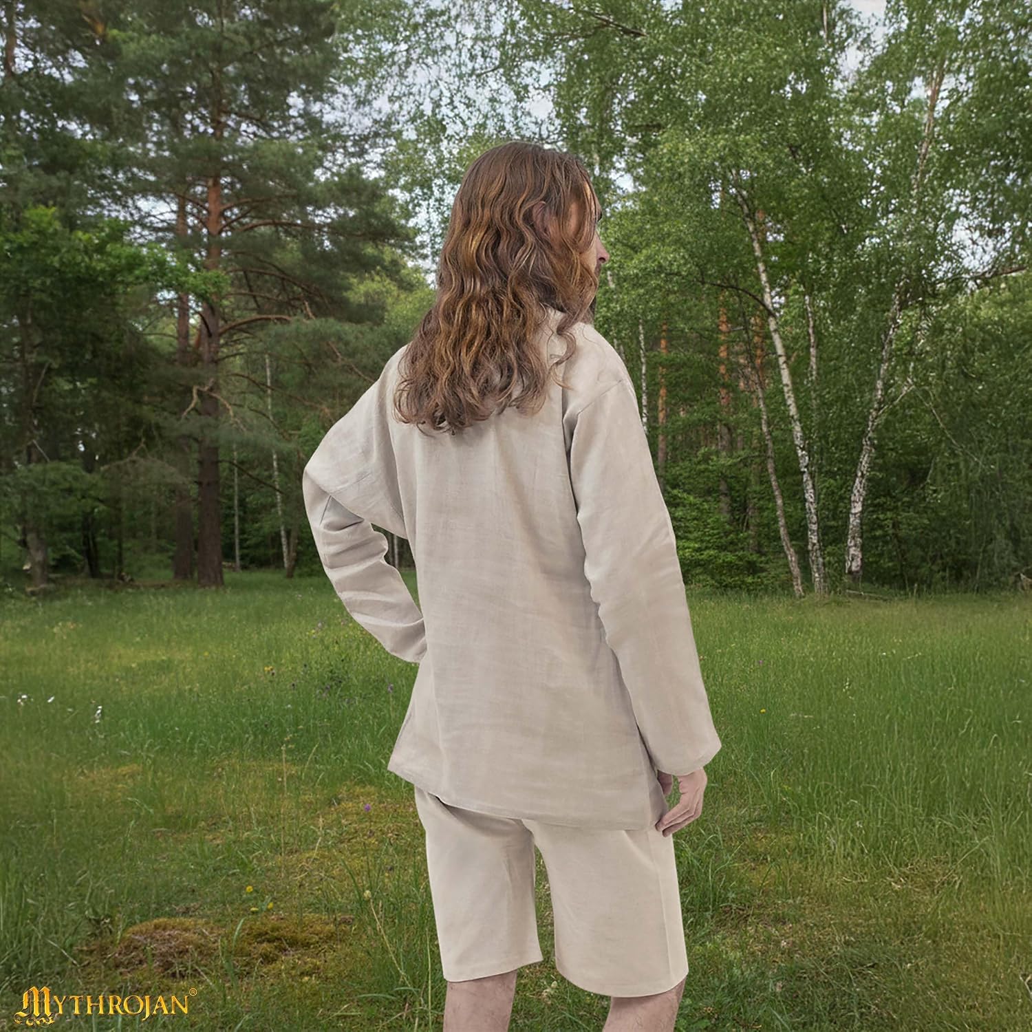Mythrojan Waldemar Medieval Shirt Linen Cotton Blend for Men - Renaissance Tunic, Viking, LARP, Cosplay, Historical Costume