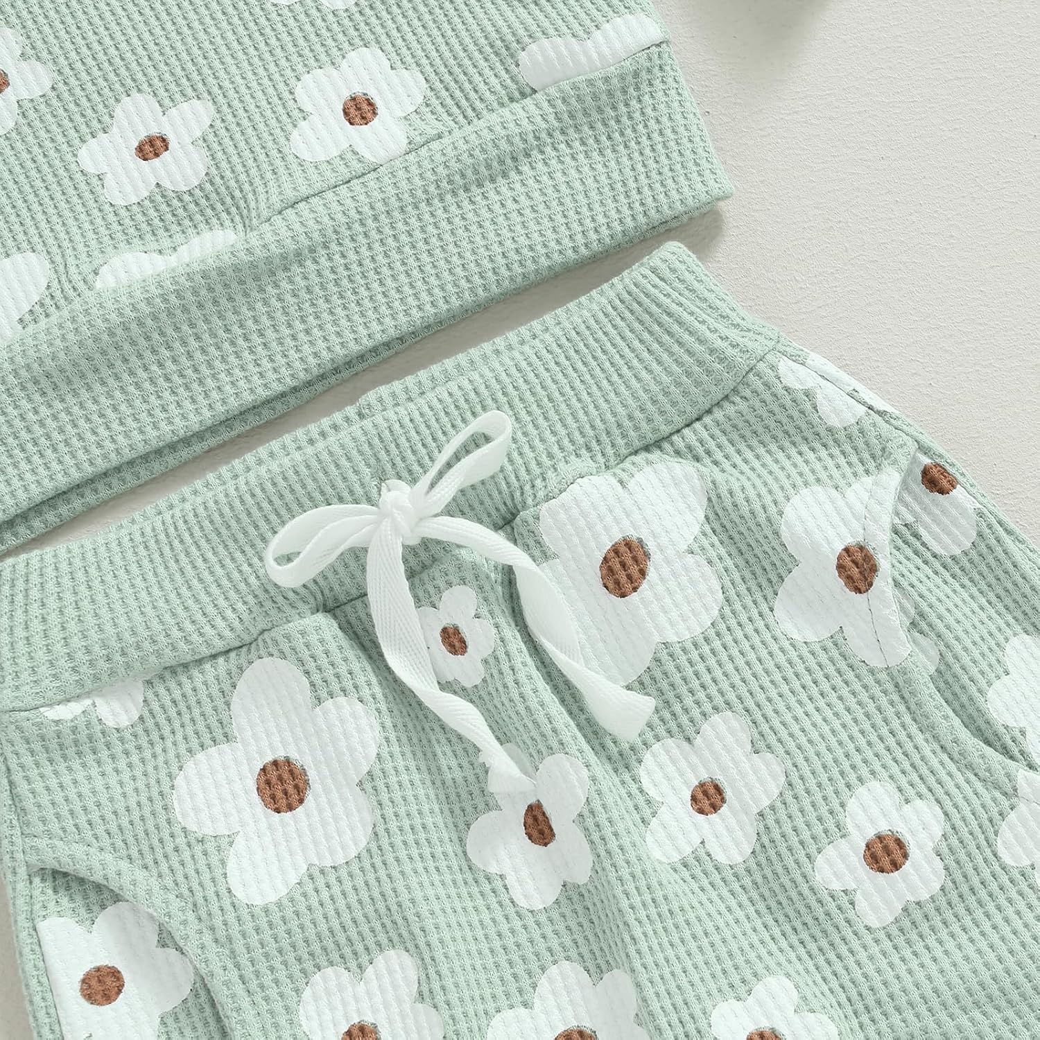 Hnyenmcko Newborn Baby Girl Clothes Waffle Long Sleeve Floral Sweatshirt Shirt Top + Pants Infant Fall Winter Outfits Set - Image 5