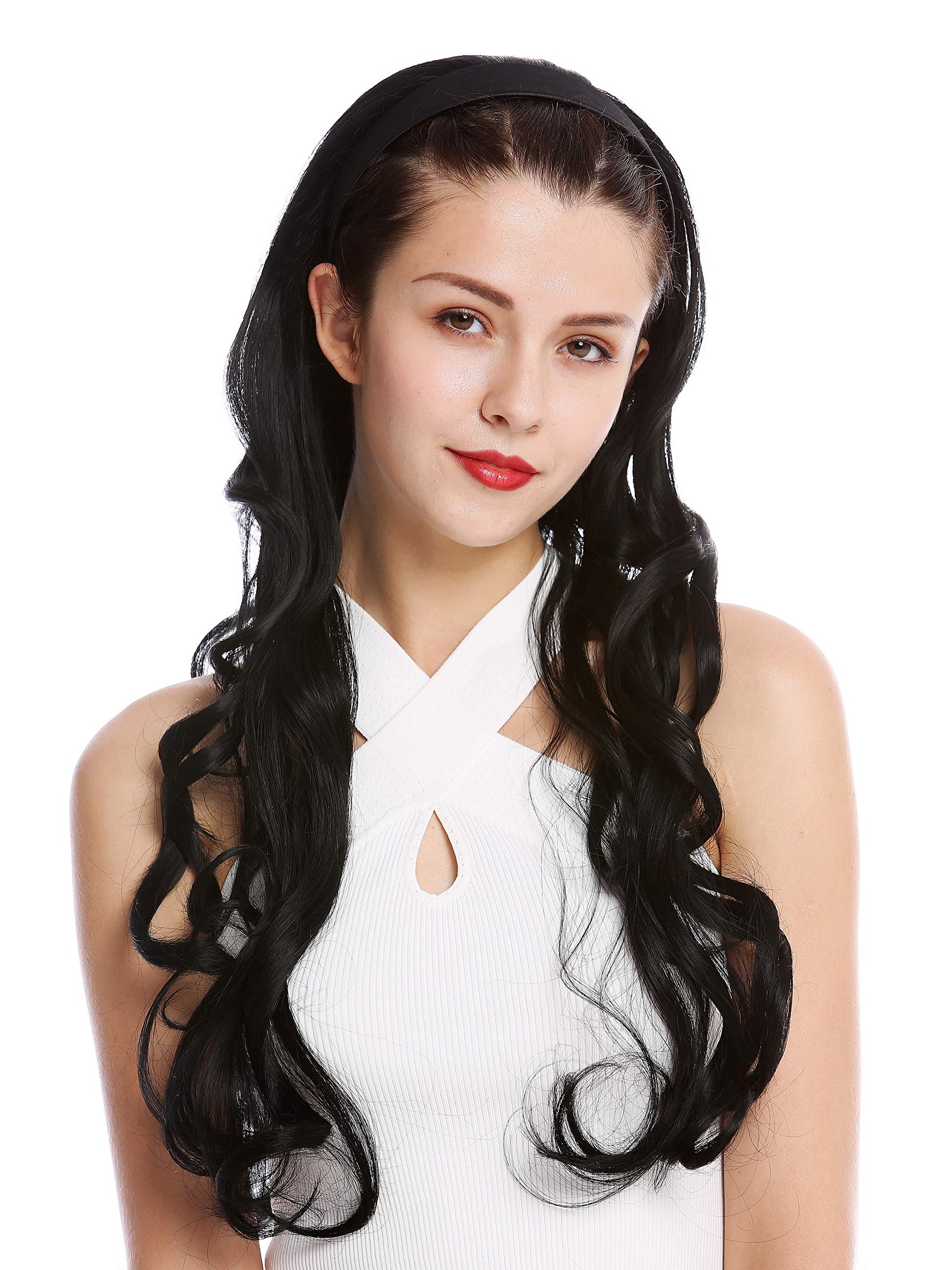 WIG ME UP - WH5044-1 Halfwig Hairpiece Extension with black hair hoop alice band very long wavy black 25inch - Image 2
