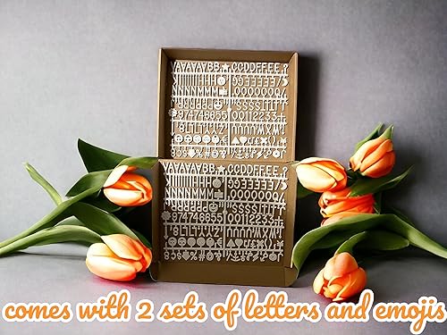 Miniatura 6 de Tablero de letras de fieltro, forma del hogar, tablero de letras de madera de roble de primera calidad intercambiable con dos juegos de letras y