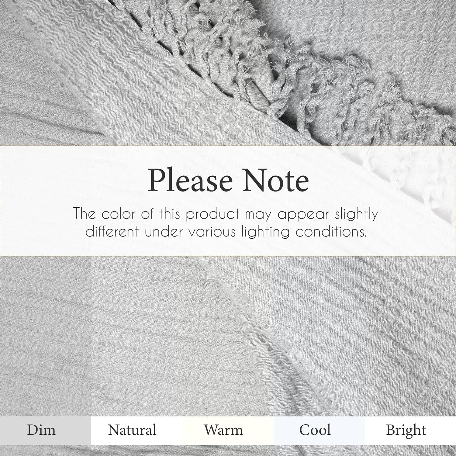 Salt Earth 100% Cotton Muslin Throw Blanket, Gauze Blanket 50"X60" Throw with Tassel 4 Layered for Couch, Bed, Living Room, Lightweight & All Seasons Blankets & Throws, Skin Friendly(Scottish Grey) - Image 6