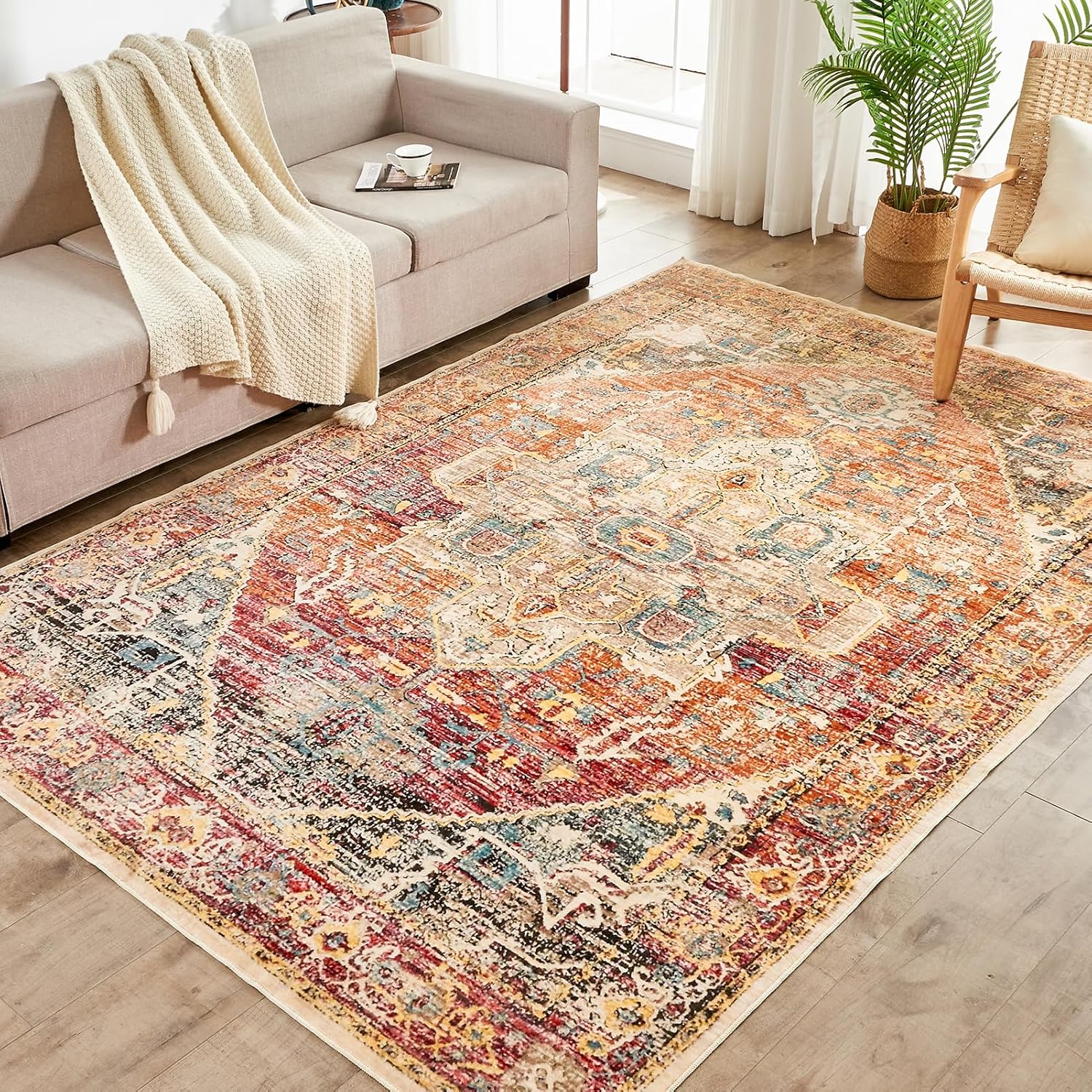 Amazon.com: INGEROOM 2x3 Area Rug Washable Boho Rug Soft Small Area Rug ...