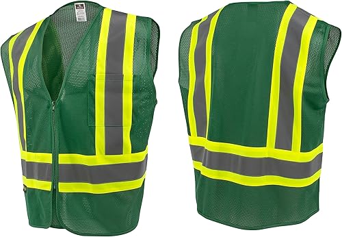 Miniatura 7 de Radians SV22-1 Economy Tipo O Clase 1 Chaleco de Seguridad Tamaño Extra Grande, Malla Verde Cazador con Cinta de Contraste - 1 Cada Uno